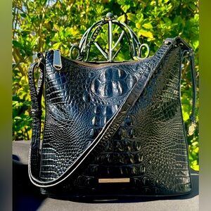 BRAHMIN Black Crocodile Embossed Women's Bag